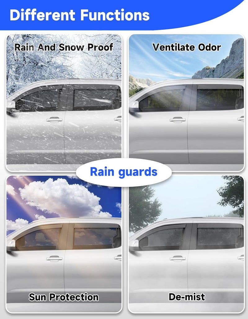 Breejoy in-Channel Rain Guards Fit for Trucks Toyota Tundra 2007-2021 CrewMax, Extra Durable Window Rain Guards Visors Vent Visors Window Deflector Vent Shades Car Accessories -4 pcs - Image 4